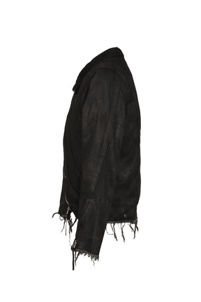 DISTRESSED FENCING JACKET V2 / WAXED BLK