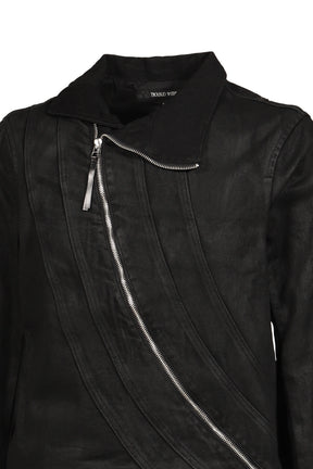 DISTRESSED FENCING JACKET V2 / WAXED BLK