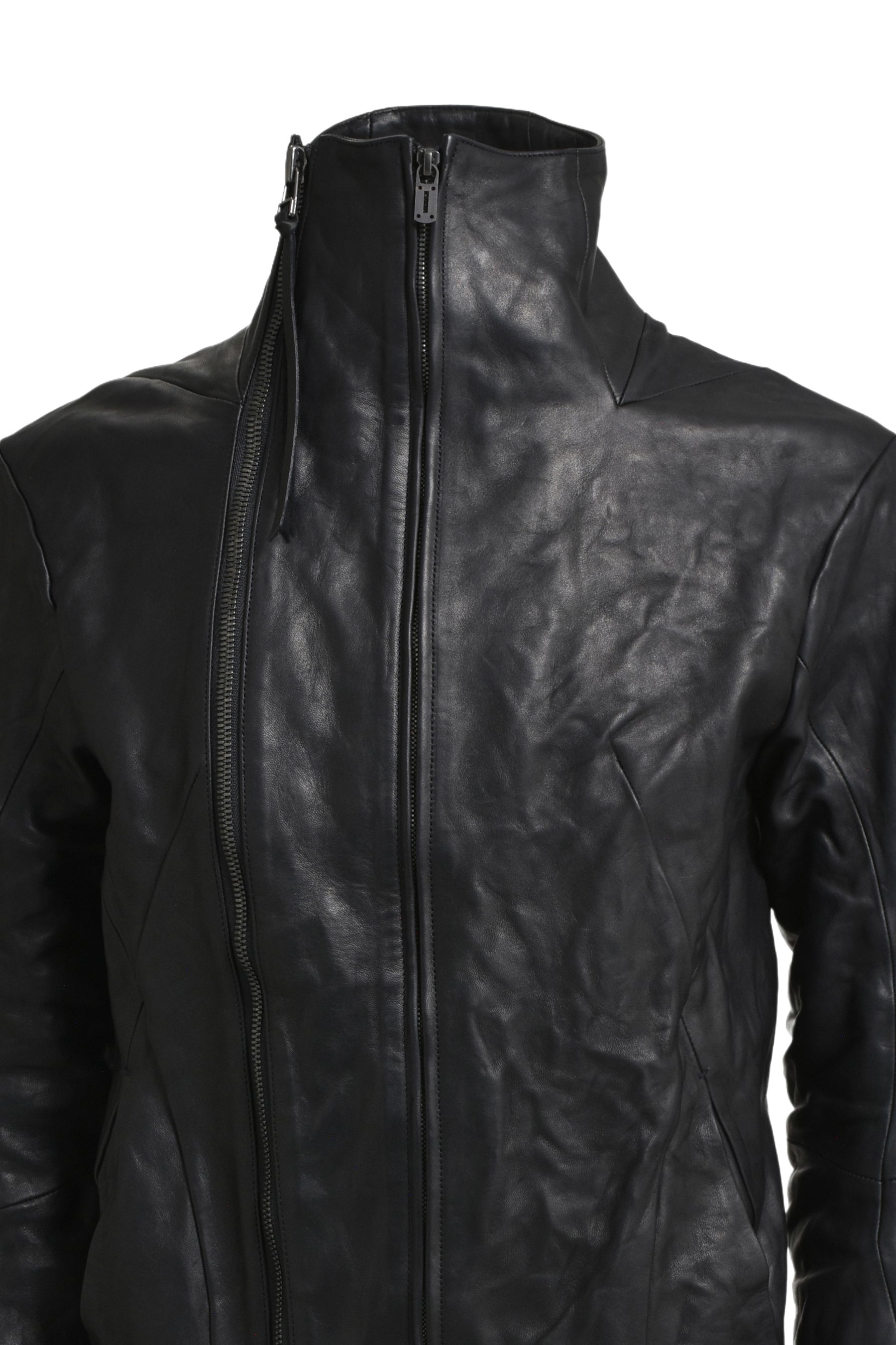 HORSE LEATHER GLOVE ATTACHED JACKET / BLK