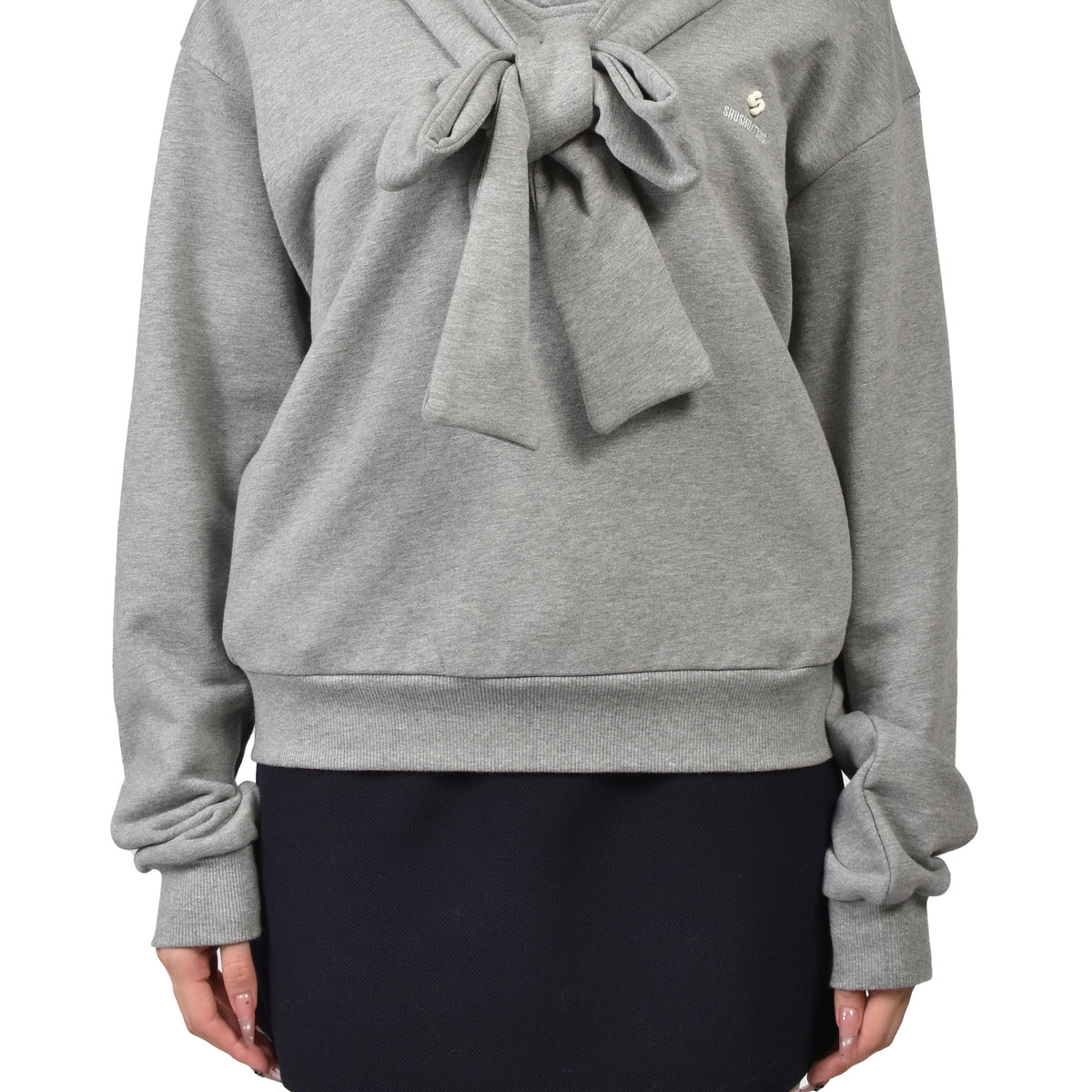 SHUSHU/TONG シュシュ トング FW26 TIE FRONT BOW HOODIE / GRY