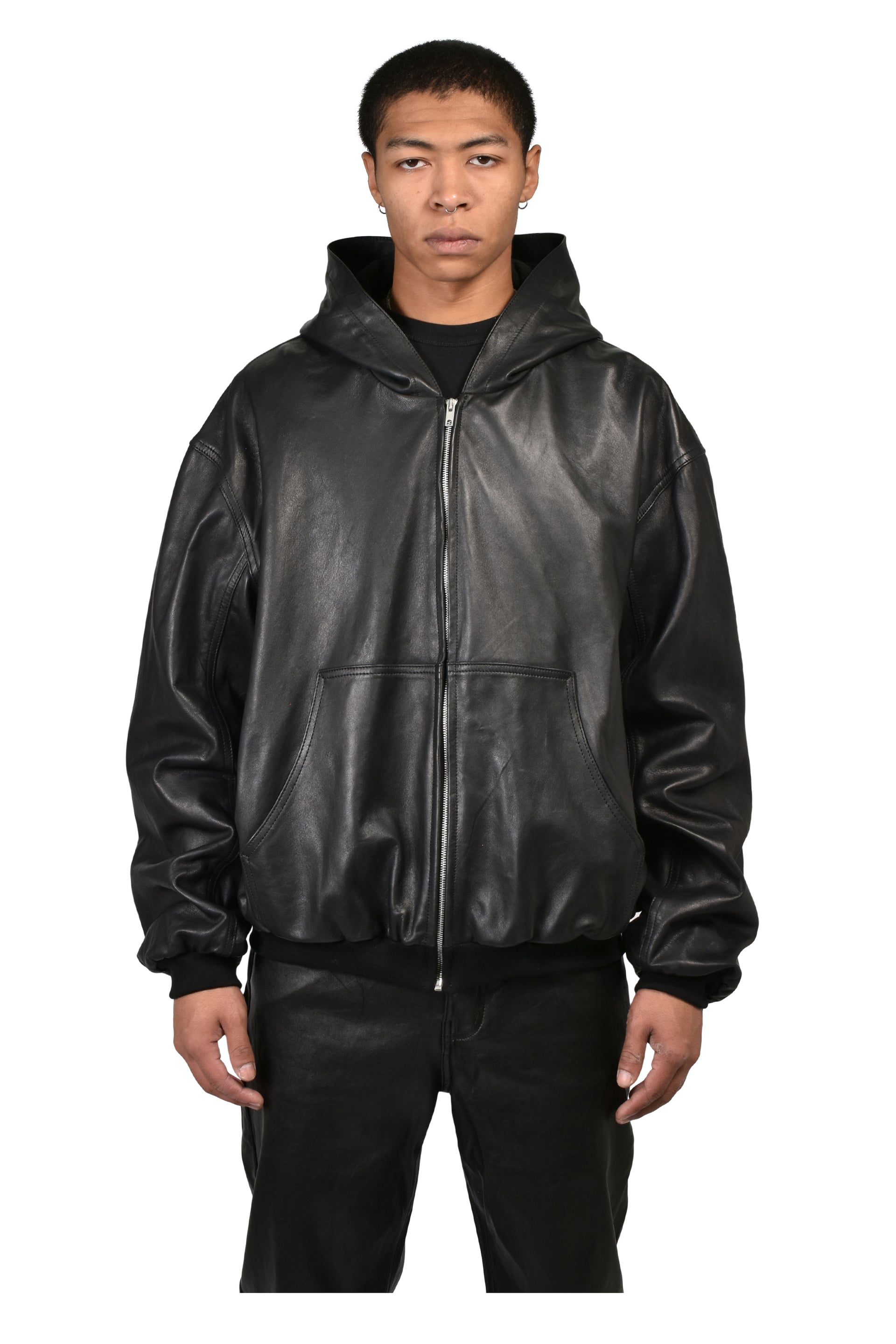 LEATHER UNDERGROUND JACKET  / BLK