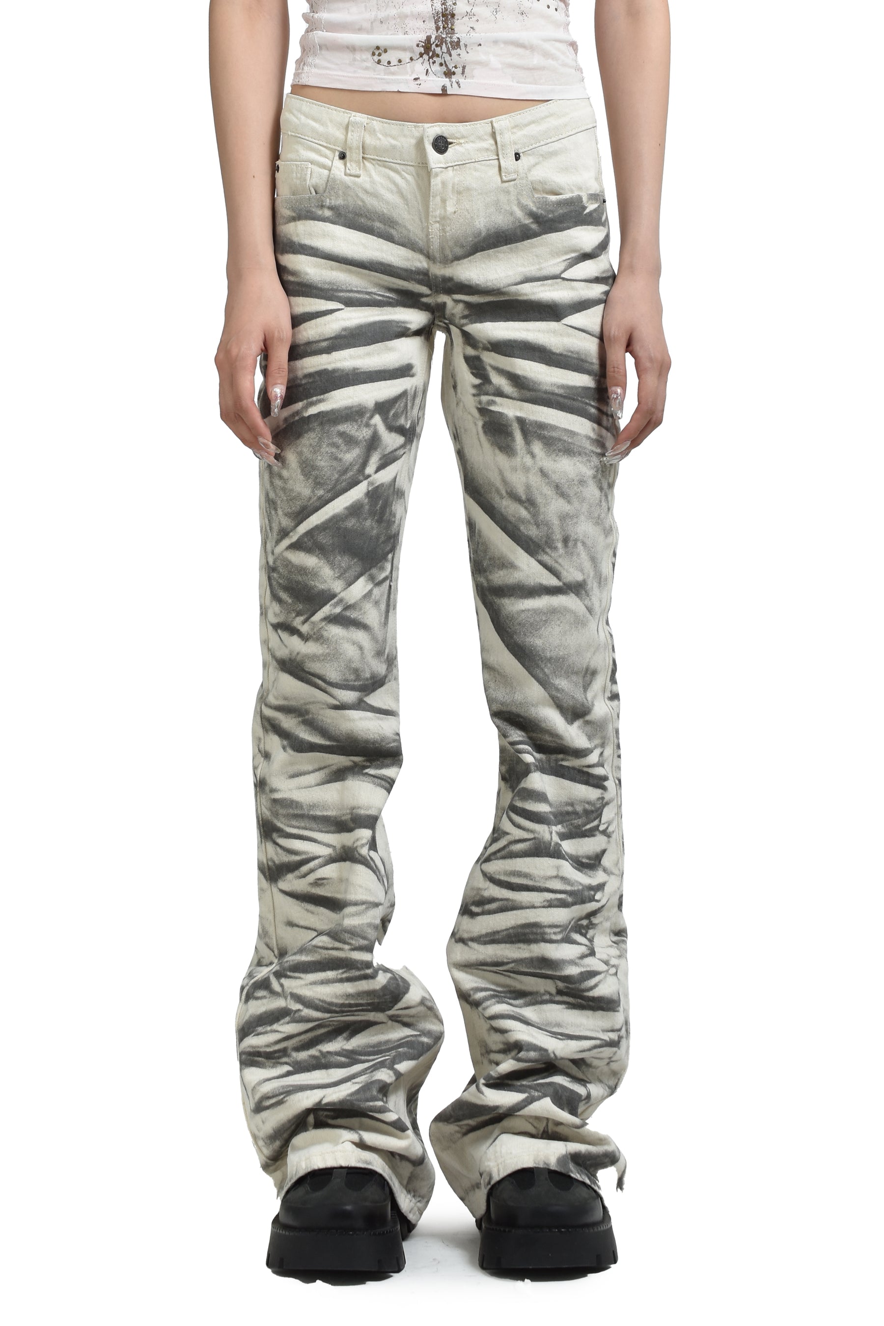 Jaded London SS25 Airbrush Drift Jeans / White - Nubian