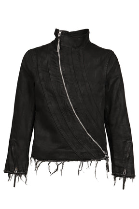 DISTRESSED FENCING JACKET V2 / WAXED BLK