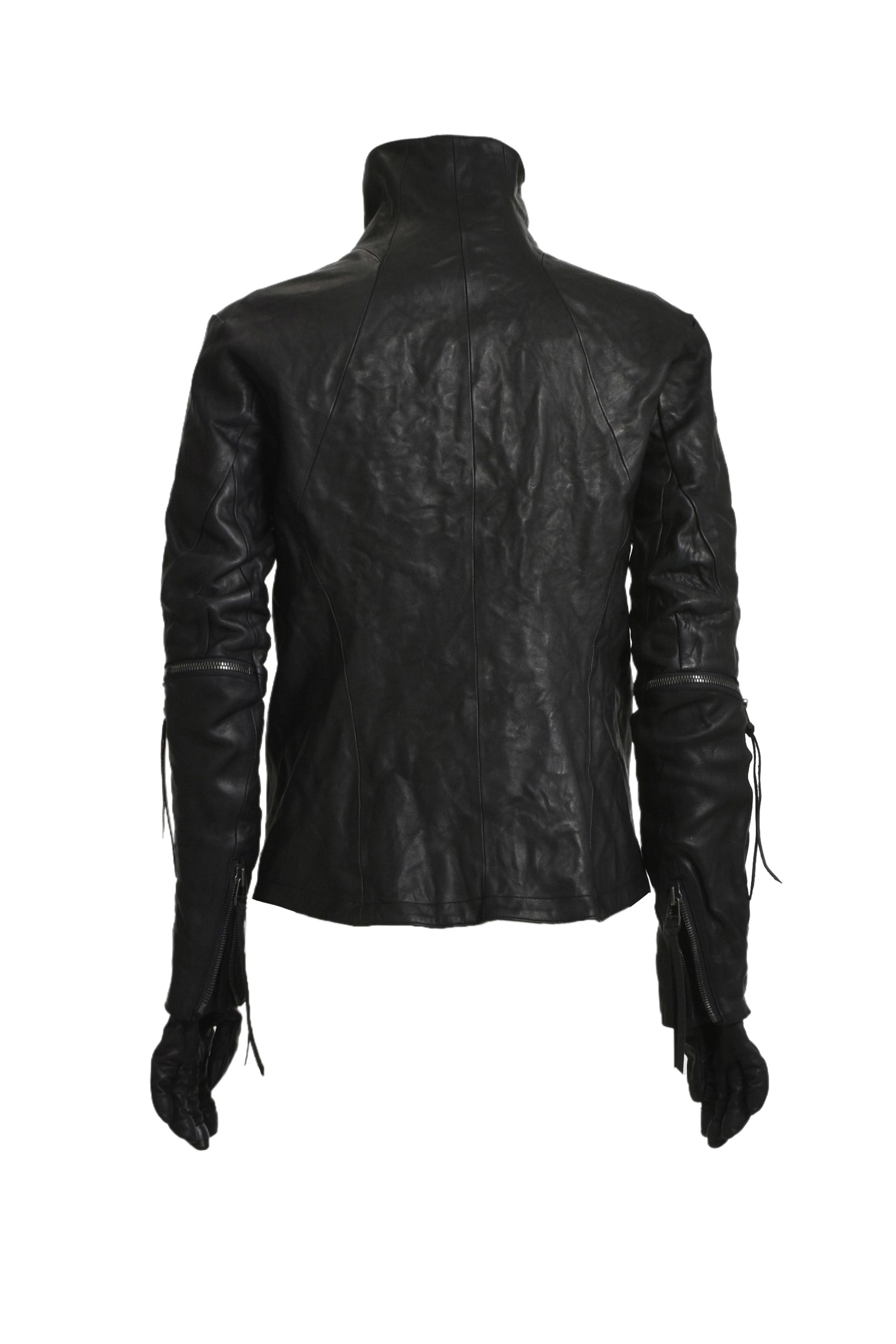 HORSE LEATHER GLOVE ATTACHED JACKET / BLK