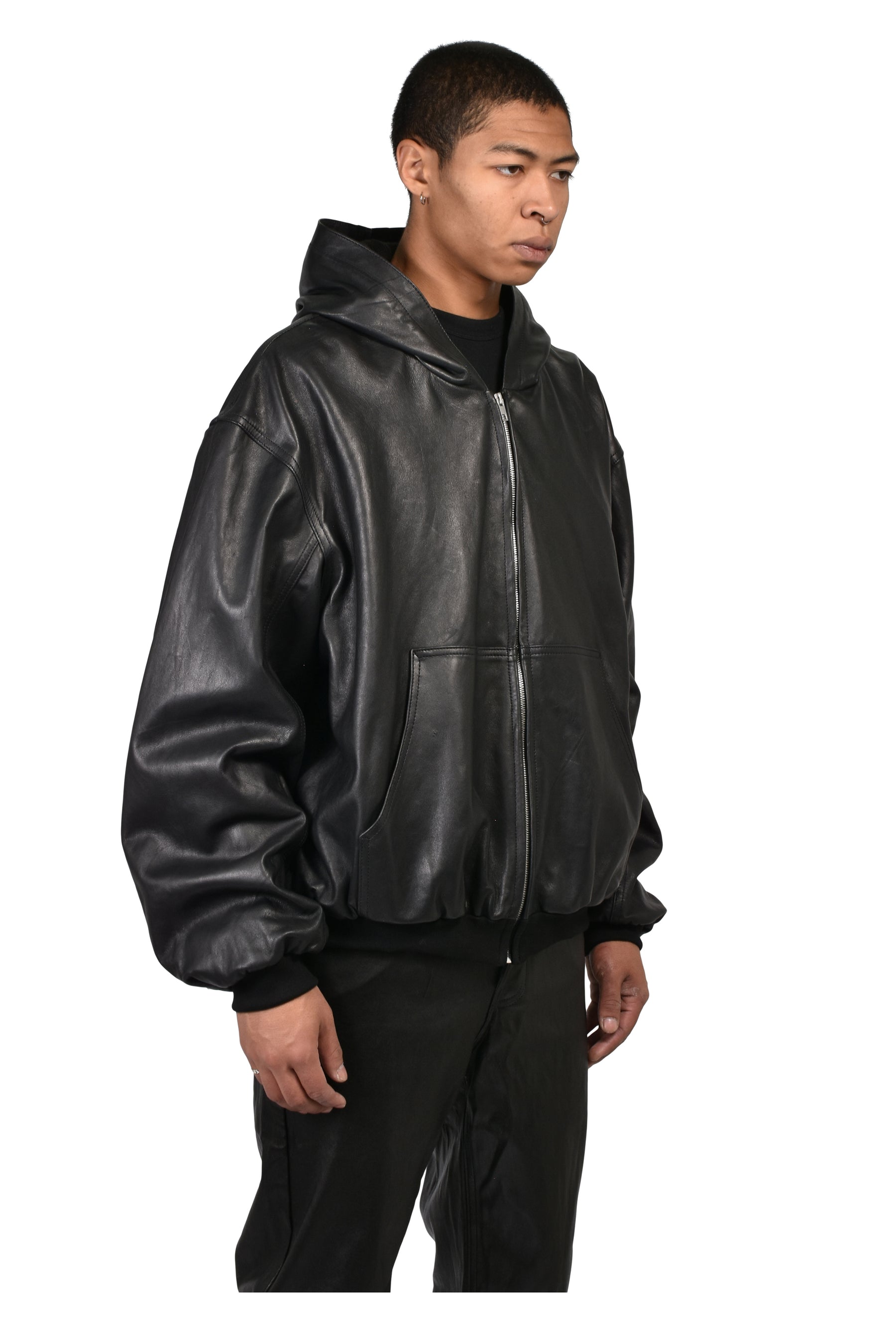 LEATHER UNDERGROUND JACKET  / BLK