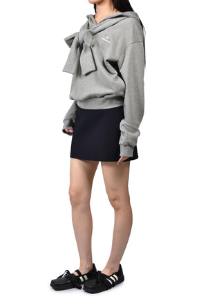 TIE FRONT BOW HOODIE / GRY