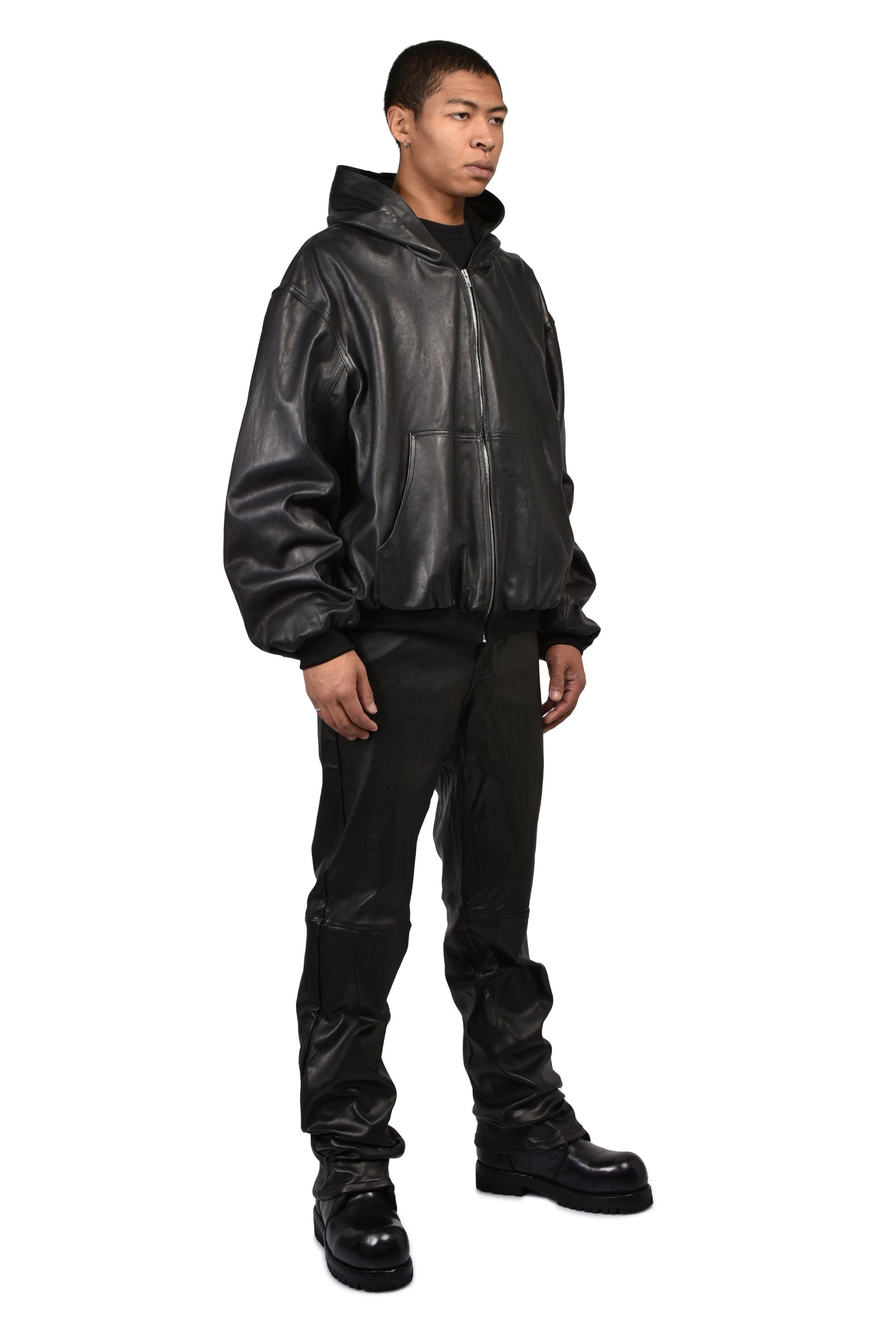 LEATHER UNDERGROUND JACKET  / BLK