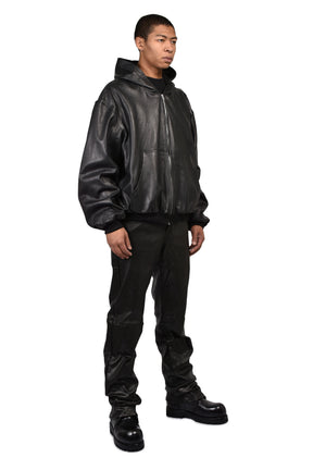 LEATHER UNDERGROUND JACKET  / BLK