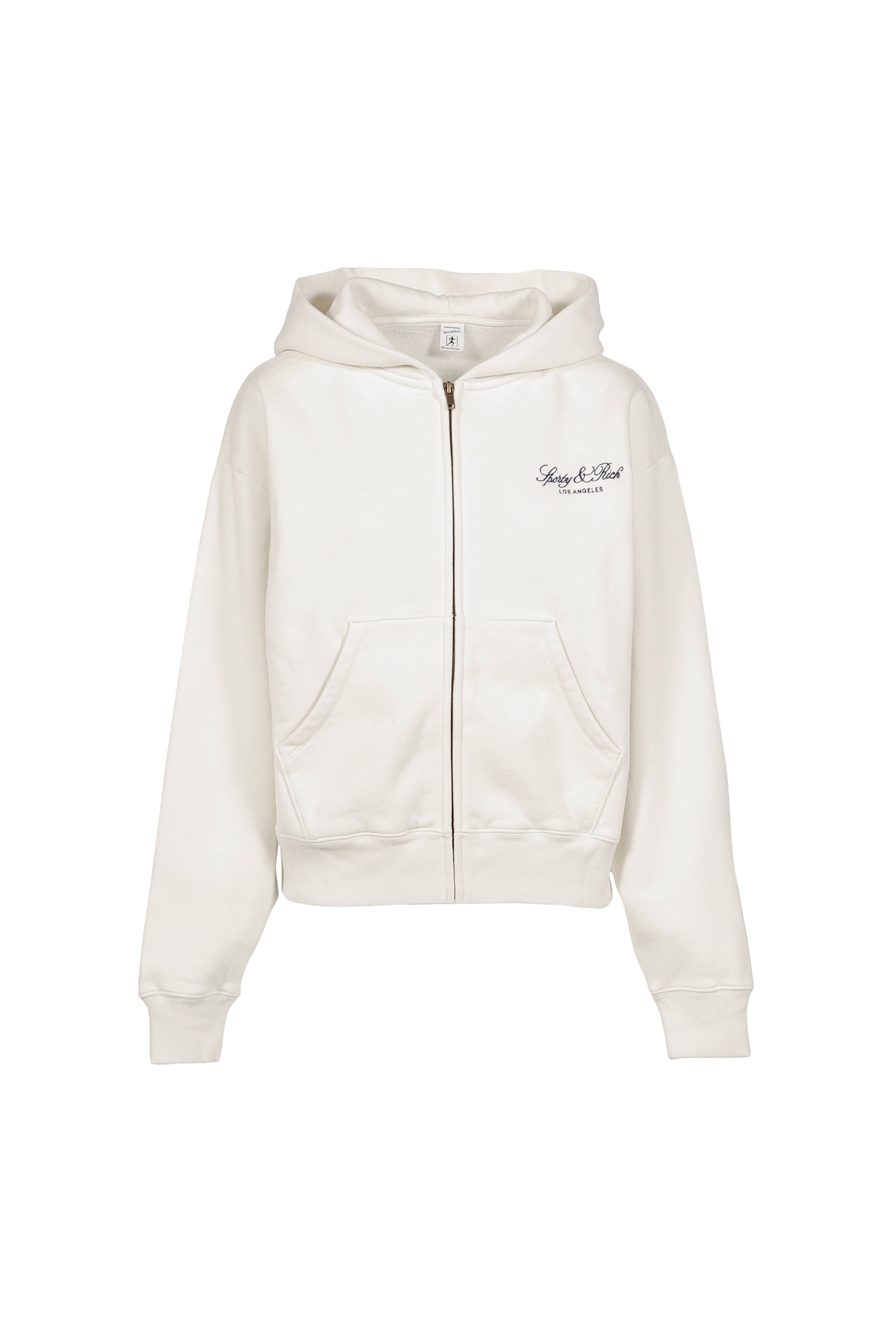 VENDOME LA EMBROIDERED ZIP HOODIE / ECRU