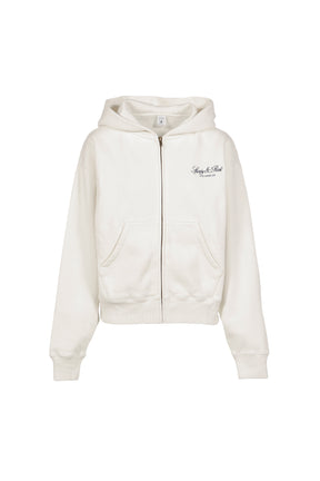 VENDOME LA EMBROIDERED ZIP HOODIE / ECRU