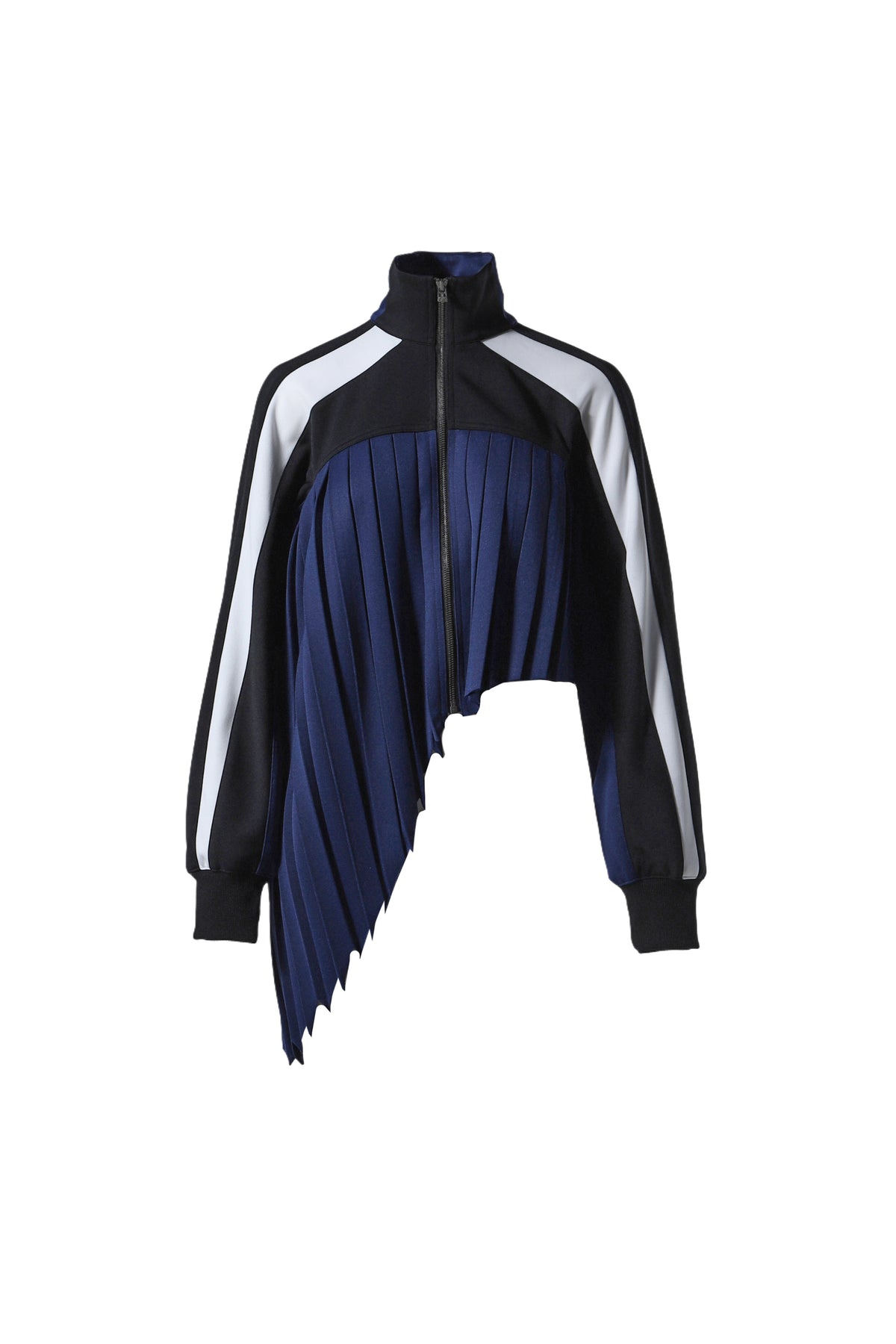 ASYMMETRICAL PLEATED JACKET / NVY