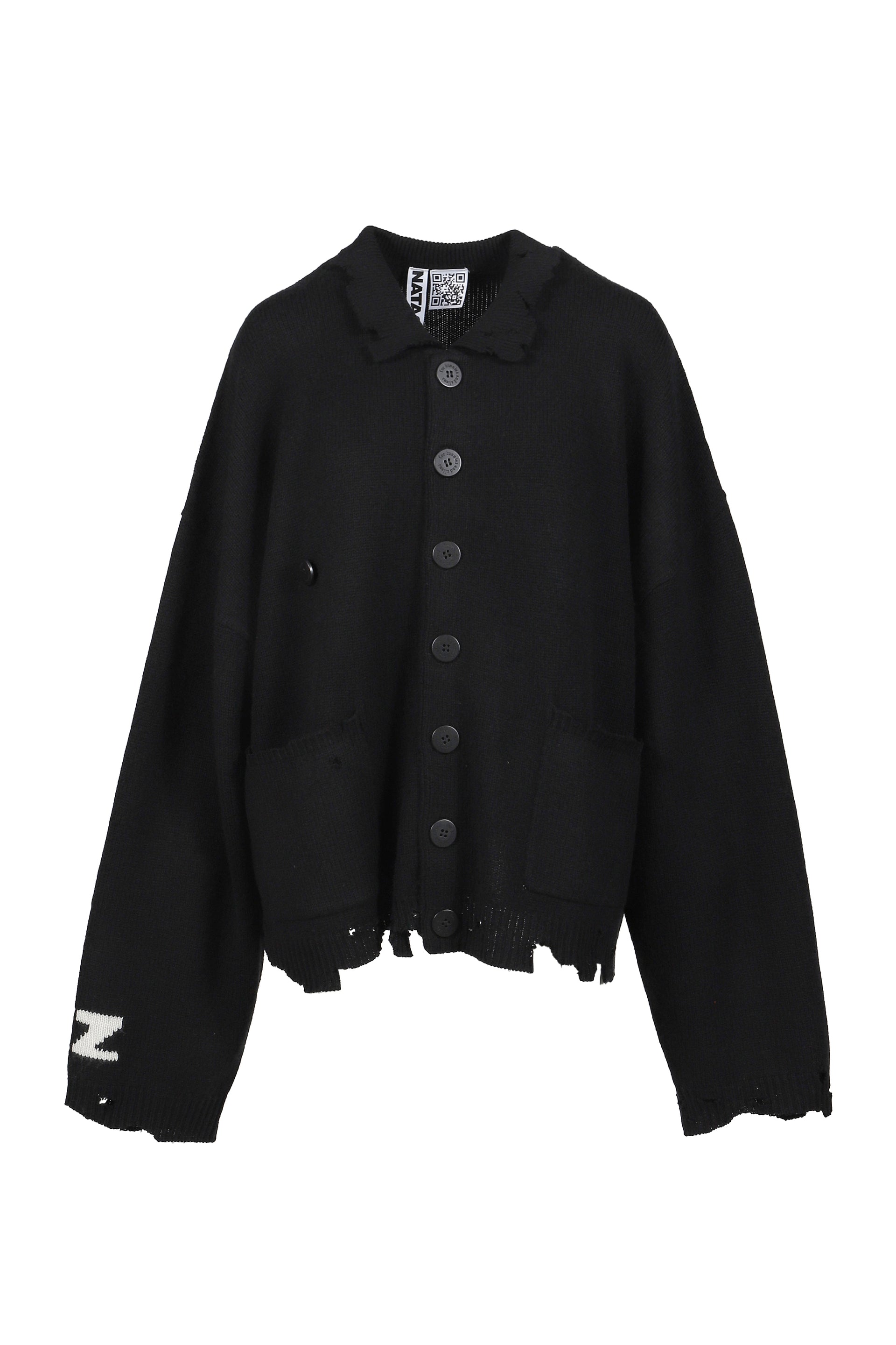 DISTRESSED CARDIGAN MALE VERSION / CASHMERE BLK