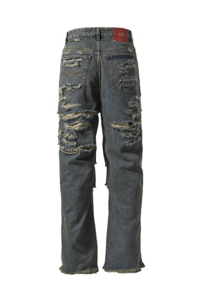 BIG DADDY RIPPED DENIM / WASHED BLU