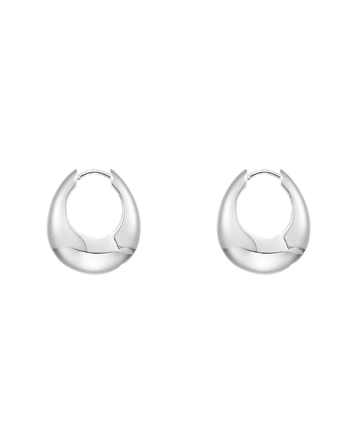 VOLUME WATERDROP ONE-TOUCH EARRINGS / SIL