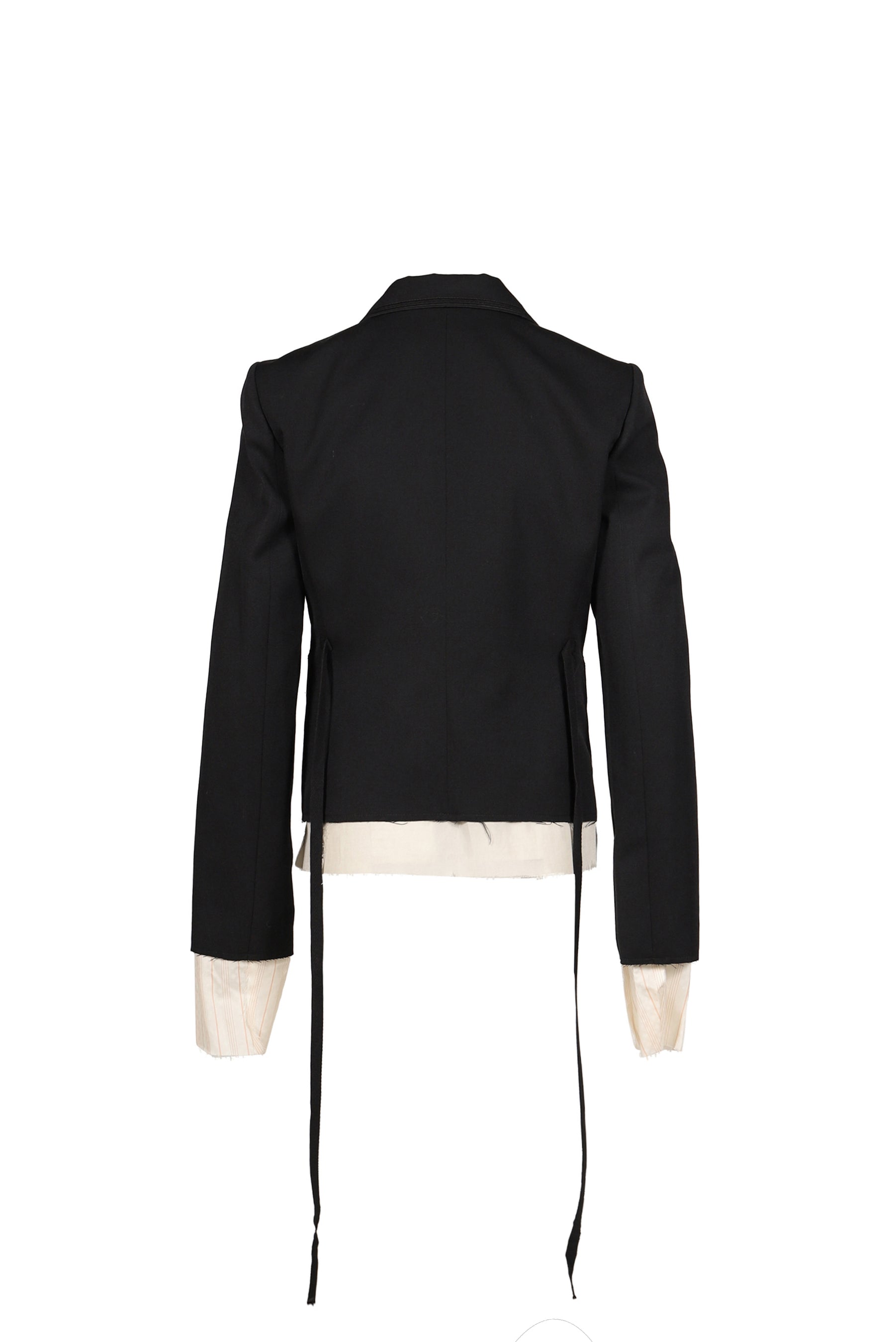 ELBA DESTRUCTURED SLIM FIT CONTRAST EDGE BLAZER WITH EMBROIDERED EMBLEM / BLK