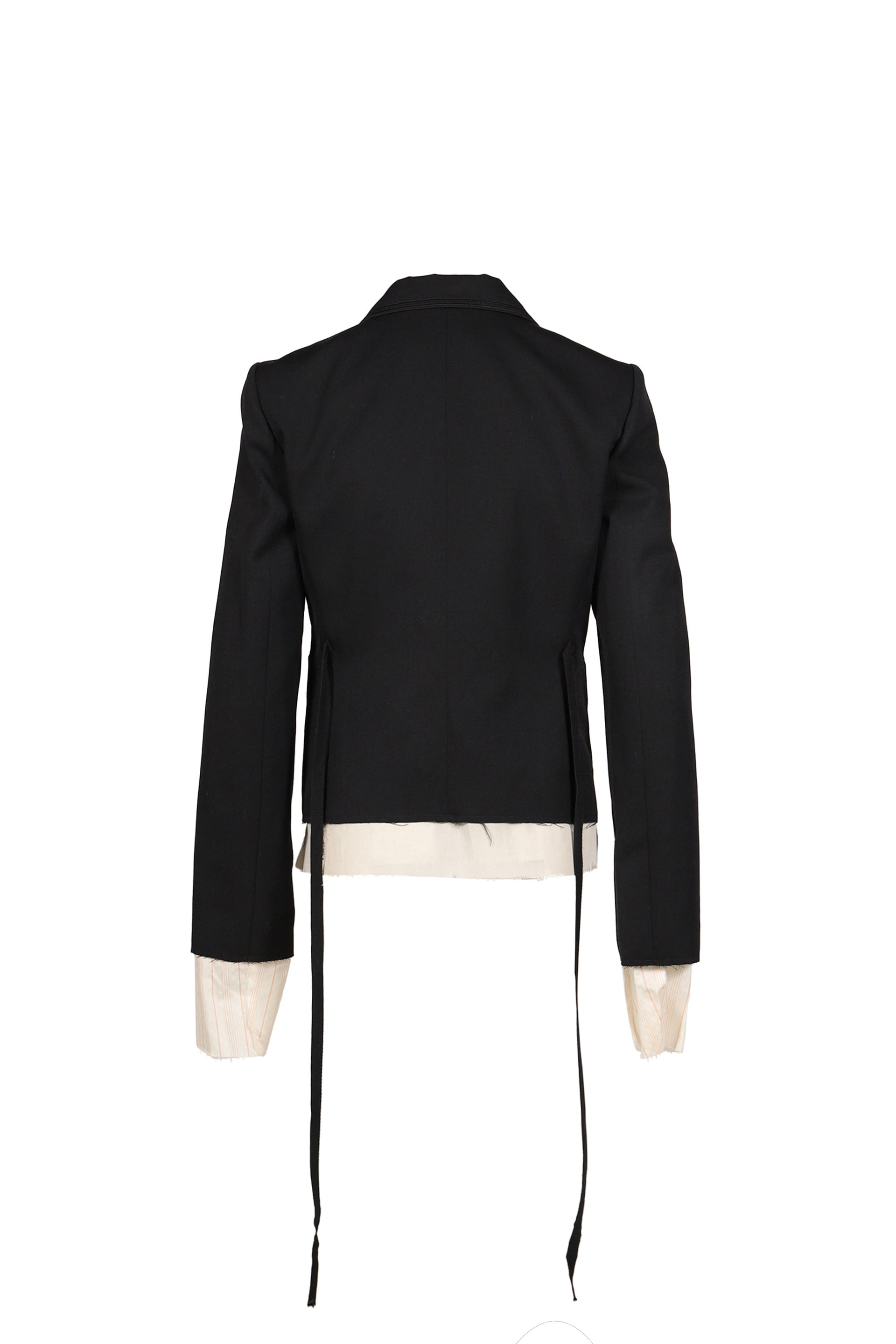 ELBA DESTRUCTURED SLIM FIT CONTRAST EDGE BLAZER WITH EMBROIDERED EMBLEM / BLK