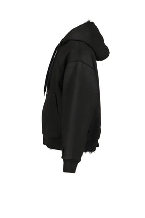 HOODIE WAXED JACKET / BLK