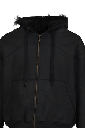 HOODIE WAXED JACKET / BLK