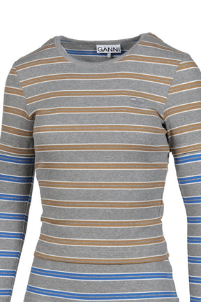 SOFT COTTON RIB LONG SLEEVE DOUBLE LAYER / STRONG BLU