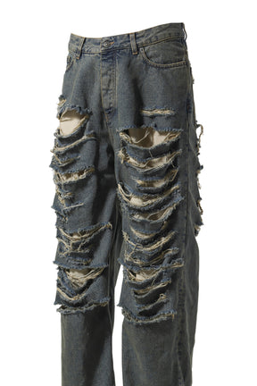 BIG DADDY RIPPED DENIM / WASHED BLU