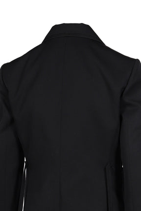 ELBA DESTRUCTURED SLIM FIT CONTRAST EDGE BLAZER WITH EMBROIDERED EMBLEM / BLK