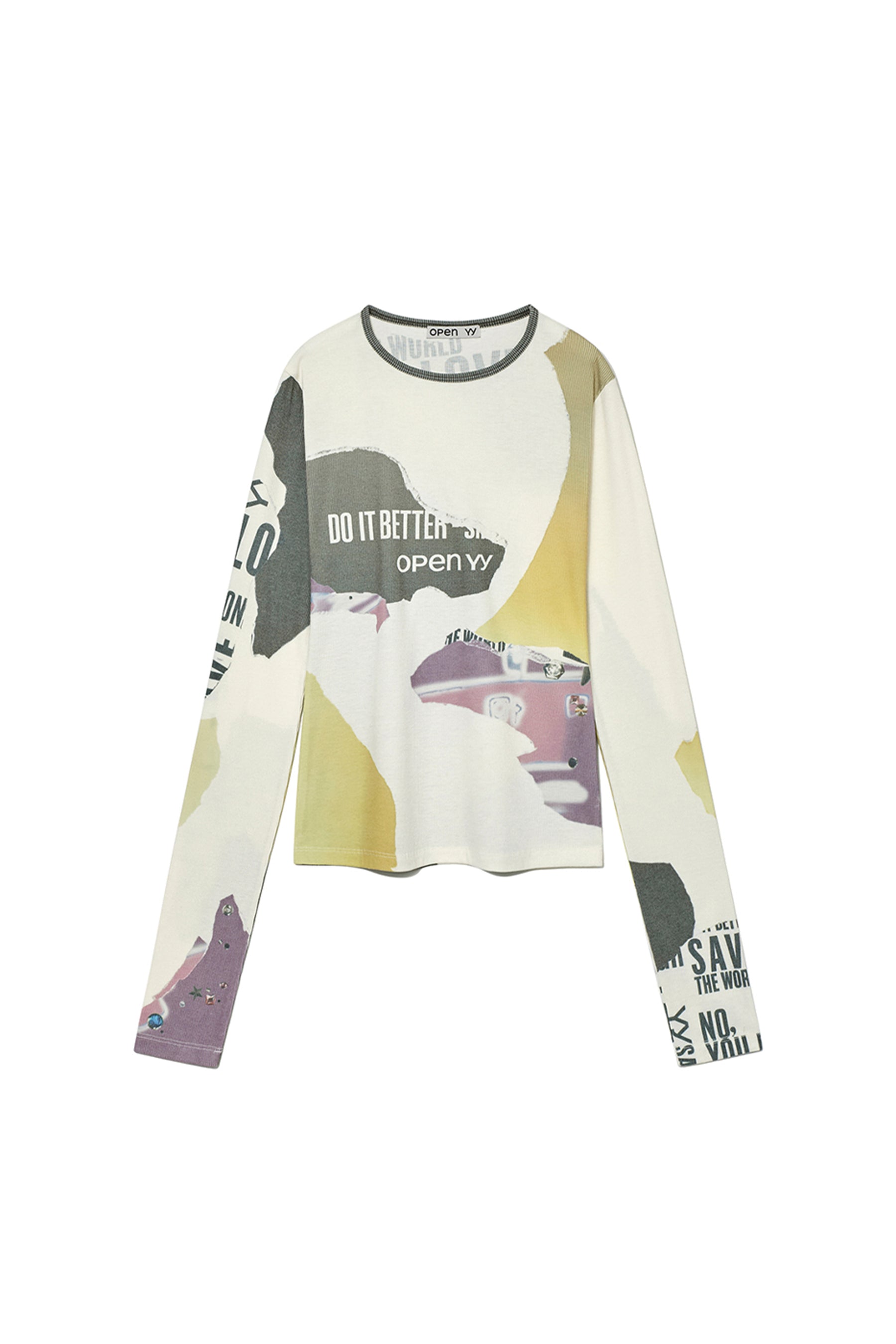 OPEN YY FW23 RIBBED COLLAGE TOP / MTI -NUBIAN