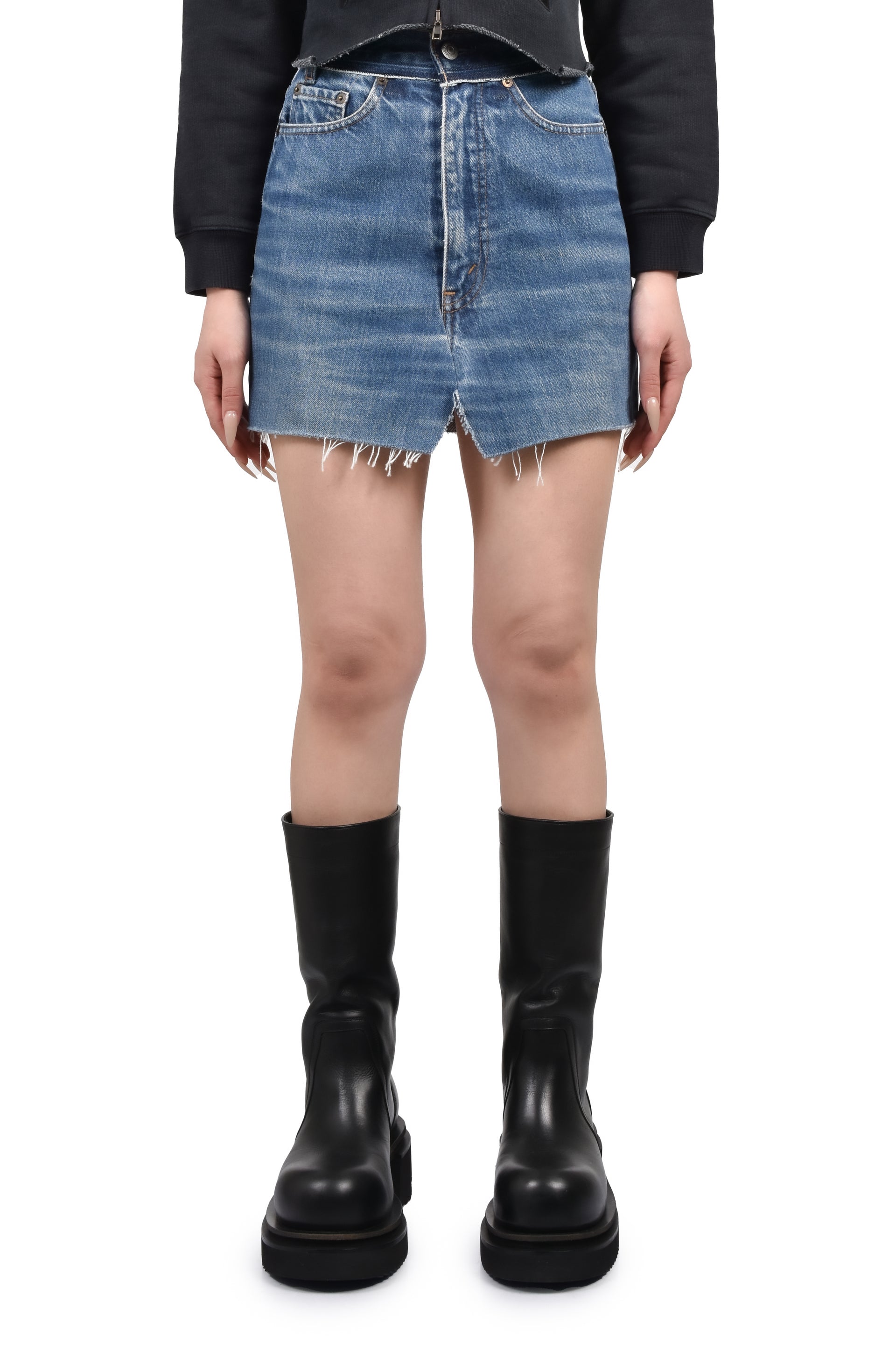 CUT-UP DENIM SKIRT / VINTAGE BLU