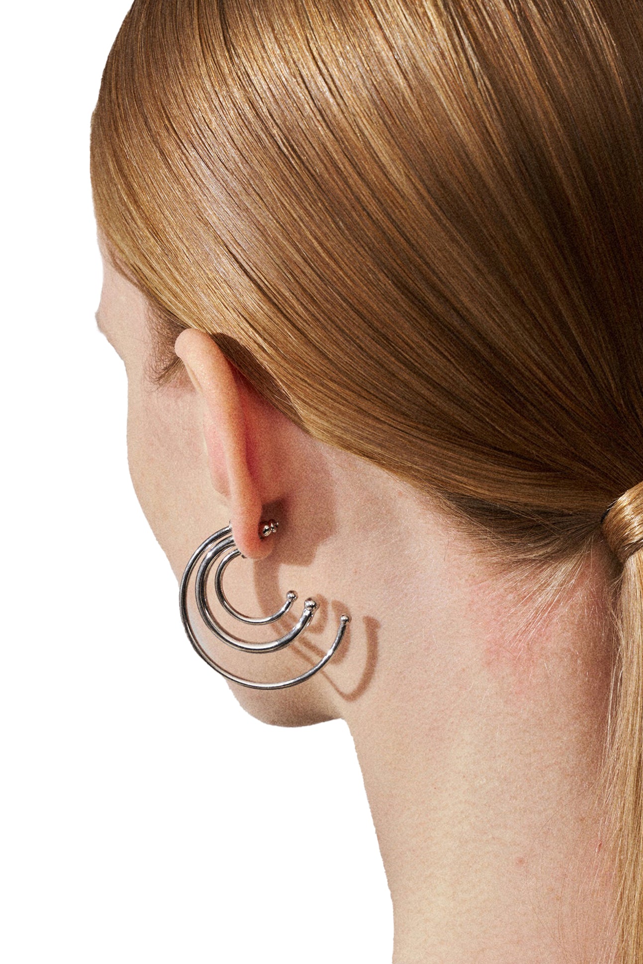PIERCED SOLAR HOOPS SMALL / SIL