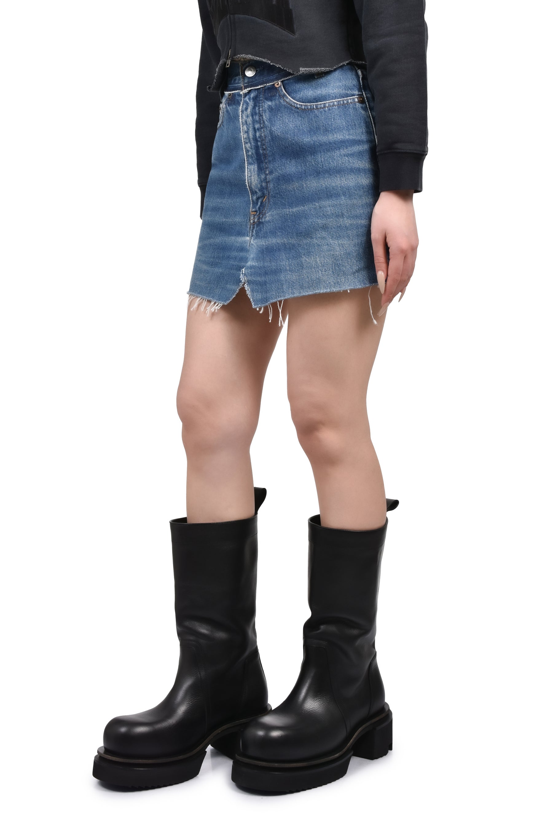 CUT-UP DENIM SKIRT / VINTAGE BLUE