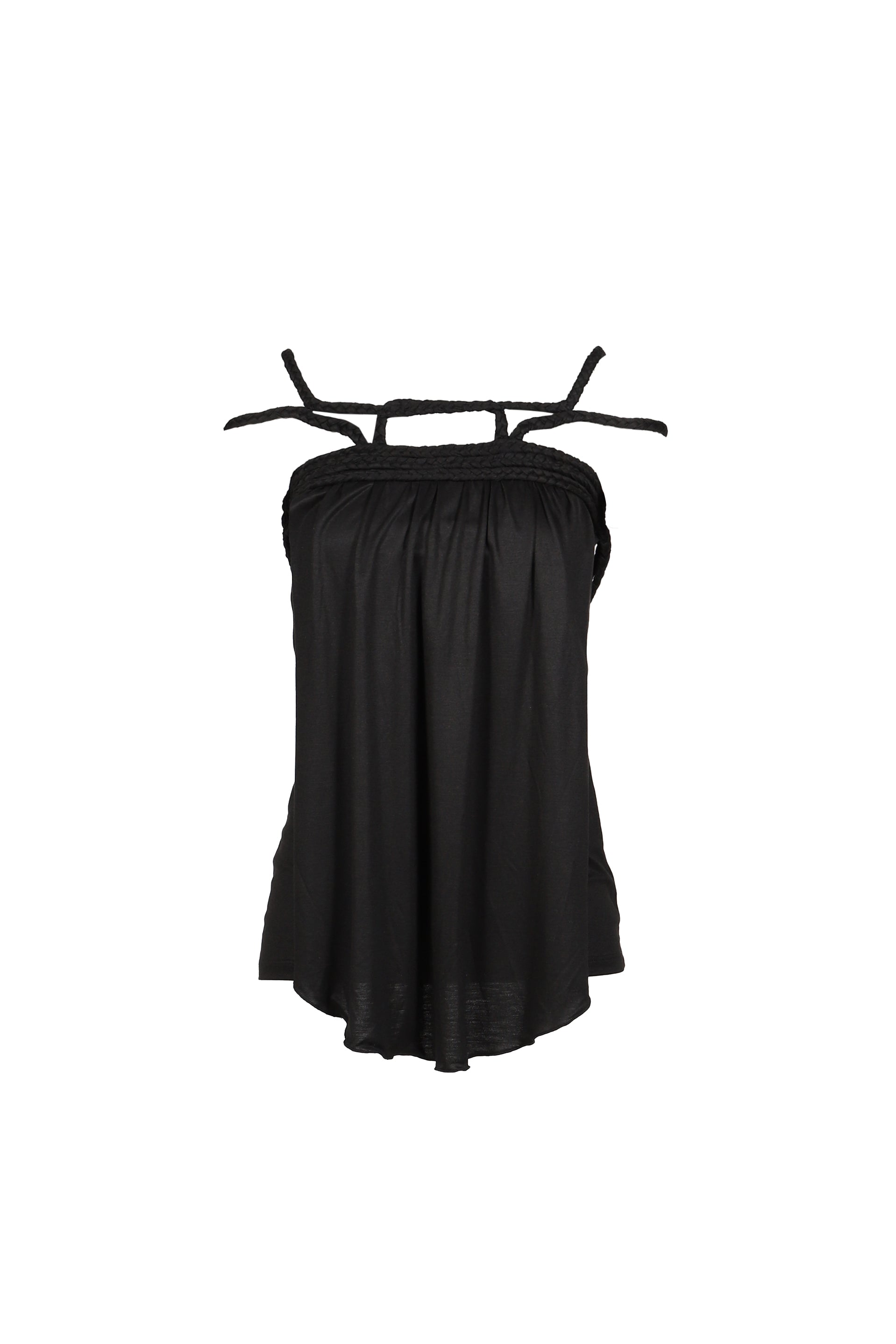 BRAIDED STRAPS CAMISOLE IN BLACK / BLACK
