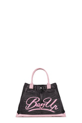REMAKE DENIM TOTE BAG / BLK/PINK