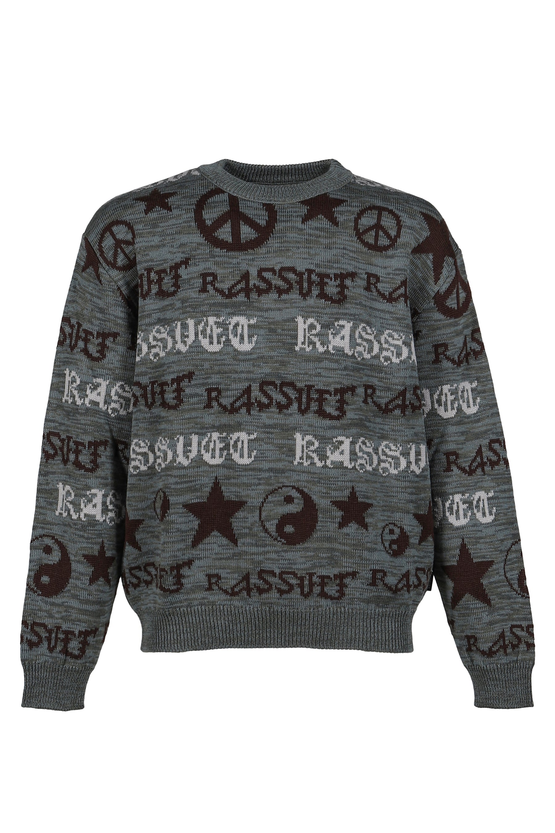 FAIRISLE KNIT SWEATER / GRY GRN