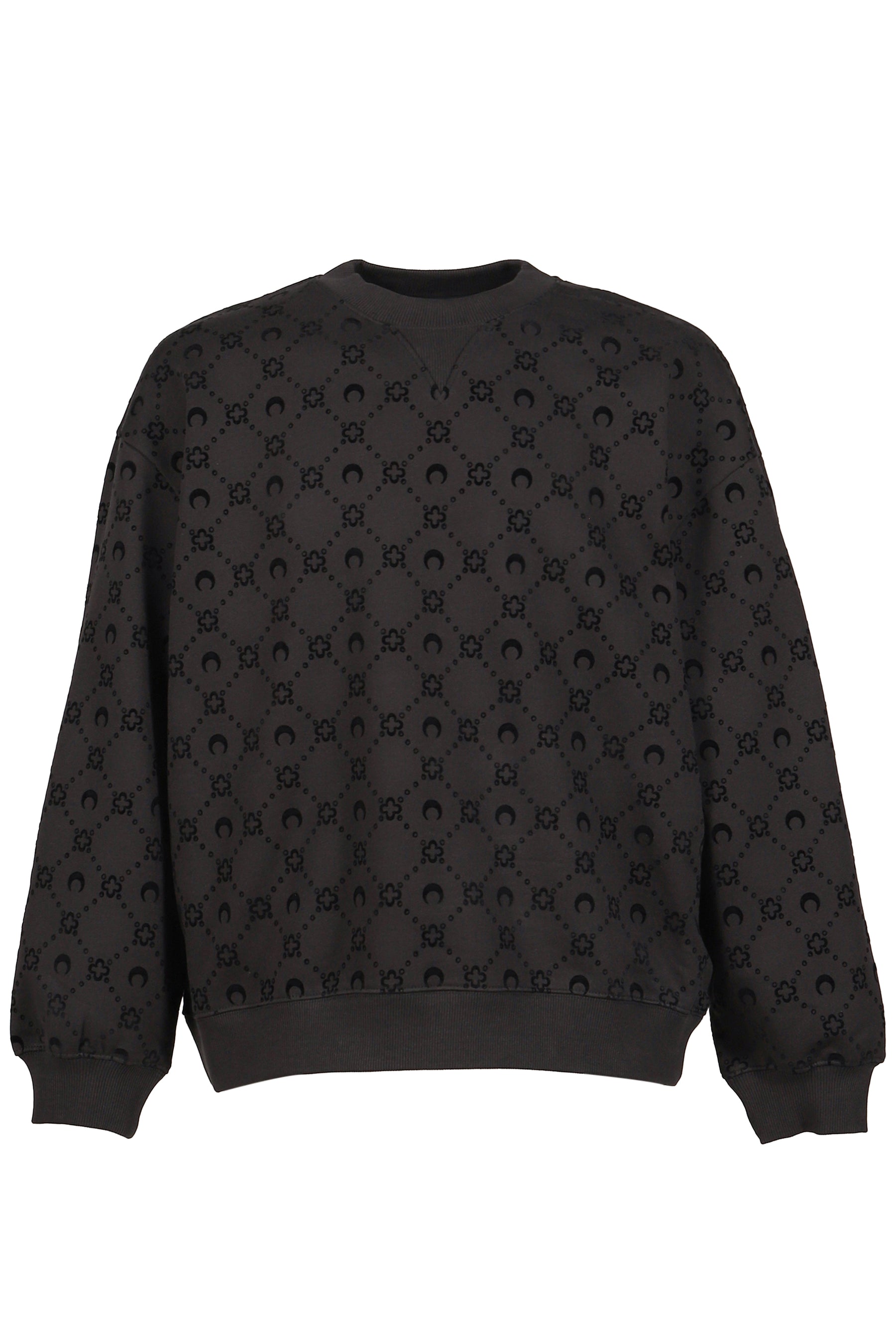 MOONOGRAM FLOCKED FLEECE RELAXED SWEATSHIR / BLK
