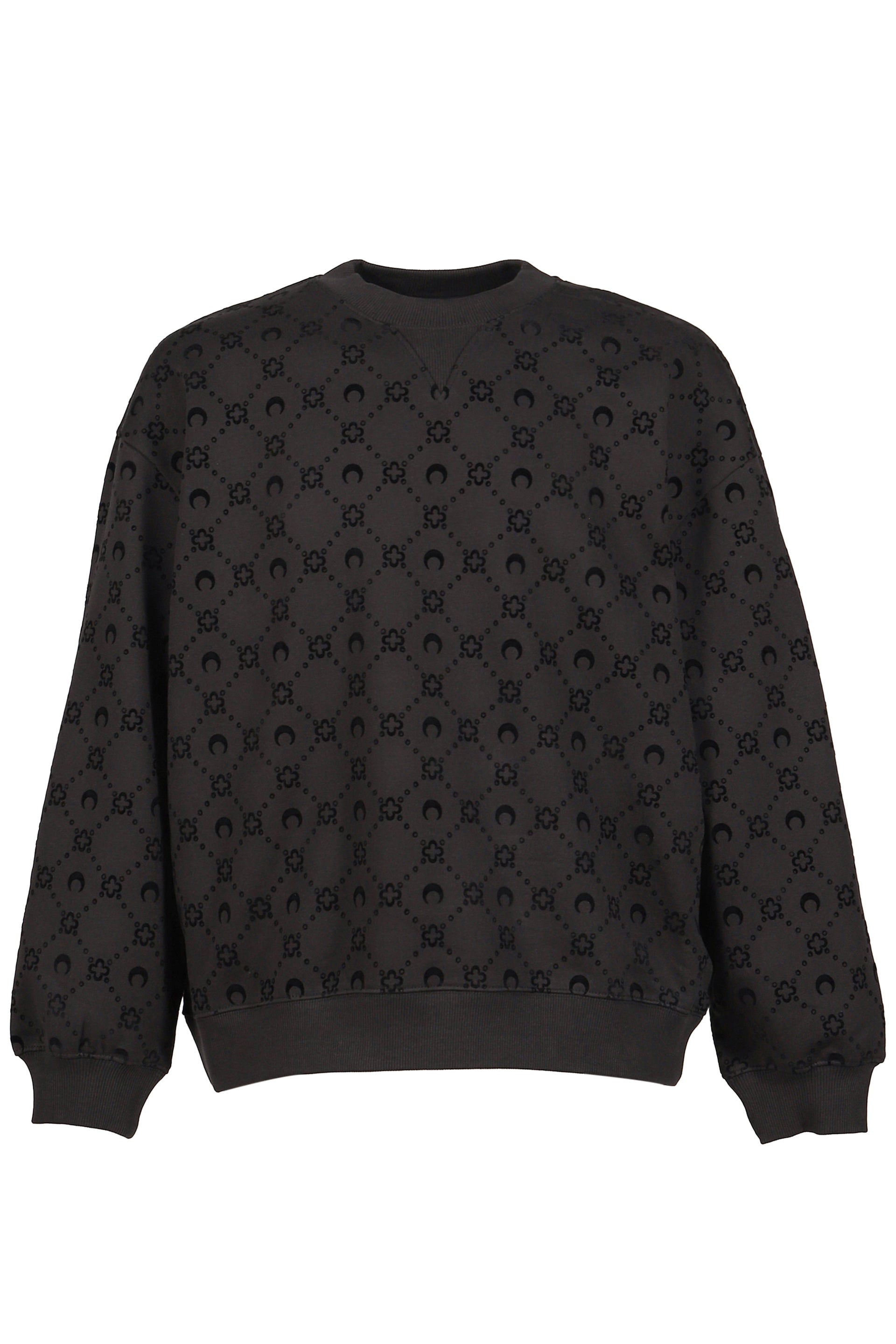 MOONOGRAM FLOCKED FLEECE RELAXED SWEATSHIR / BLK