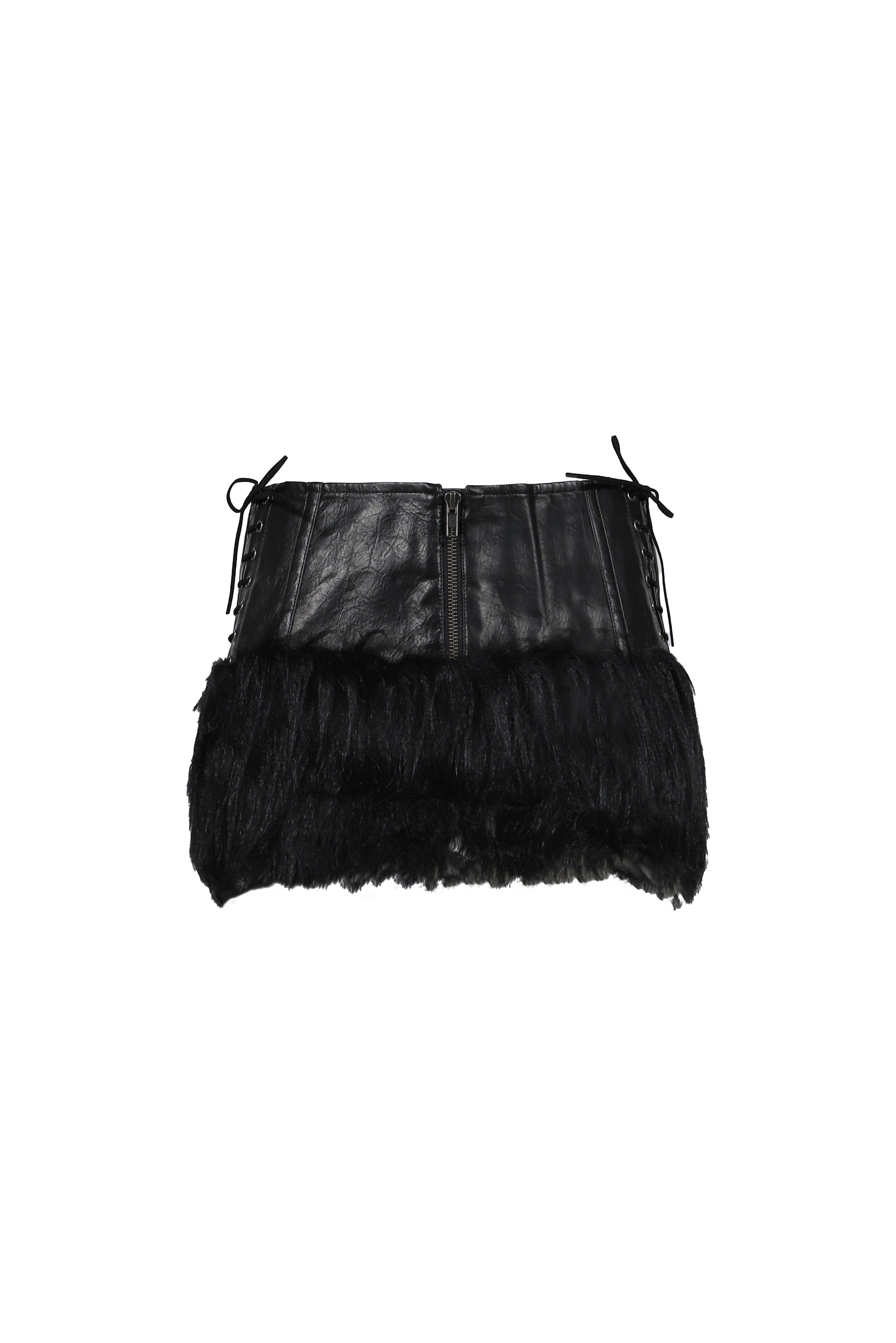 FAUX FUR CROPPED SKIRTS / BLK