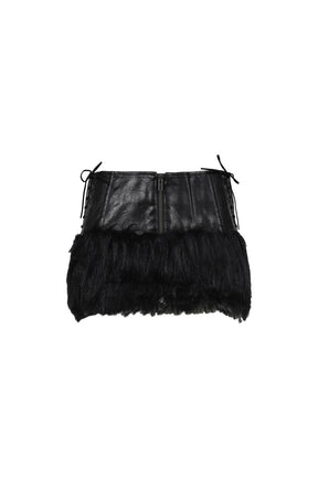 FAUX FUR CROPPED SKIRTS / BLK