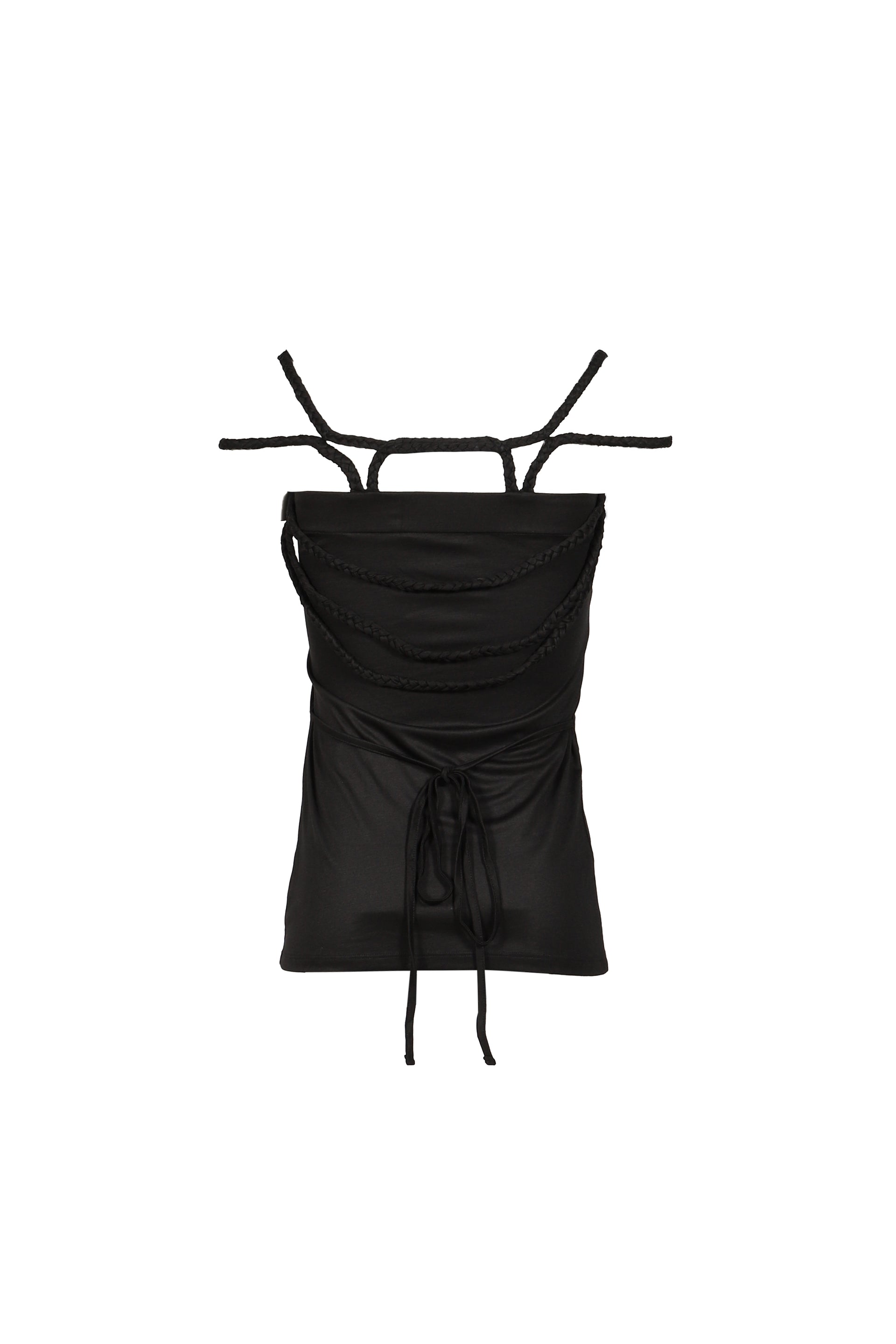 BRAIDED STRAPS CAMISOLE IN BLACK / BLACK