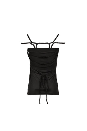 BRAIDED STRAPS CAMISOLE IN BLACK / BLACK