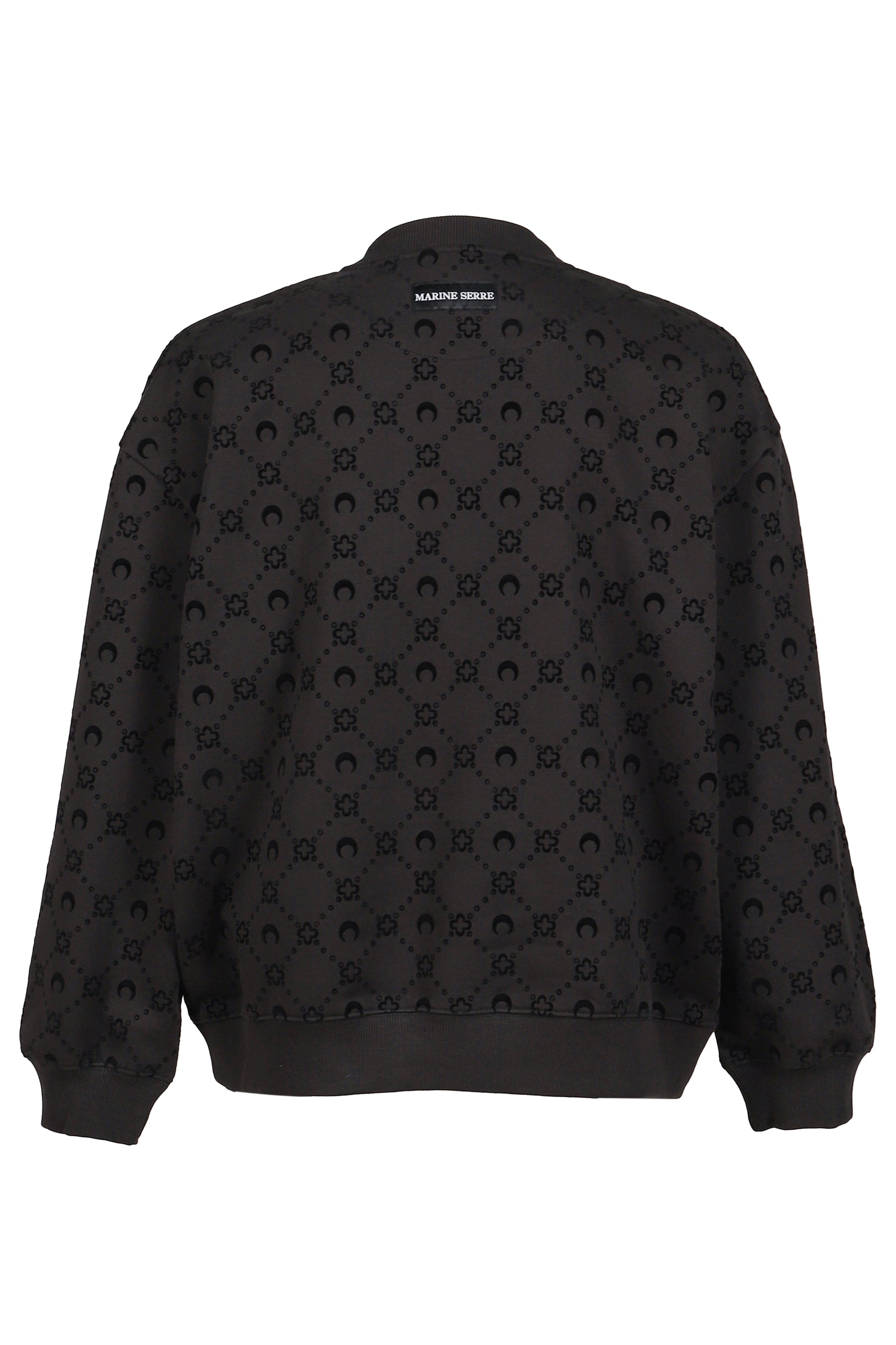 MOONOGRAM FLOCKED FLEECE RELAXED SWEATSHIR / BLK
