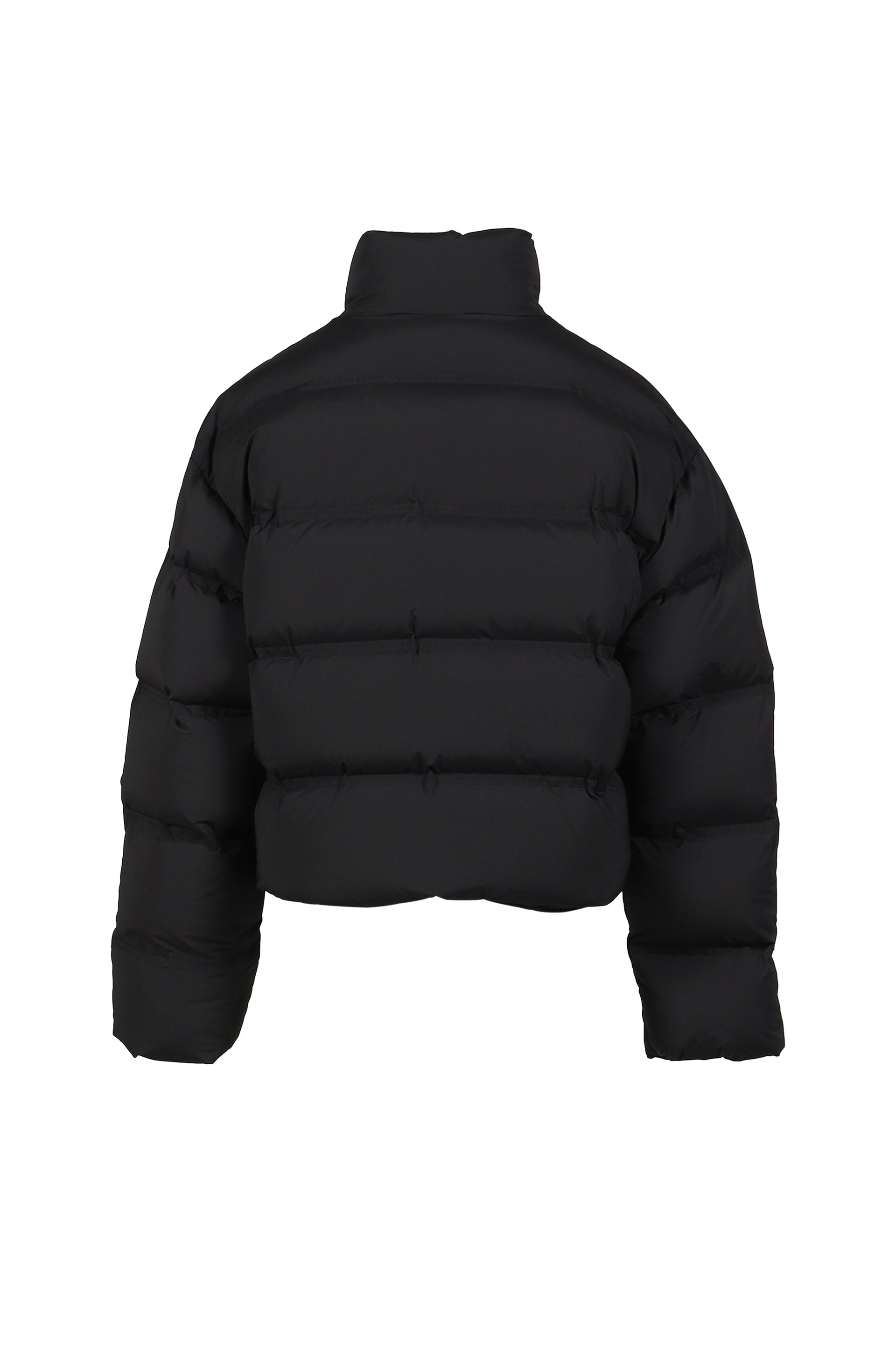 JACQUARD CHANNEL CROPPED PUFFER W/ REFLECTIVE LOGO / BLK