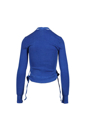 DOUBLE CLOSURE RIB CARDIGAN / BLU