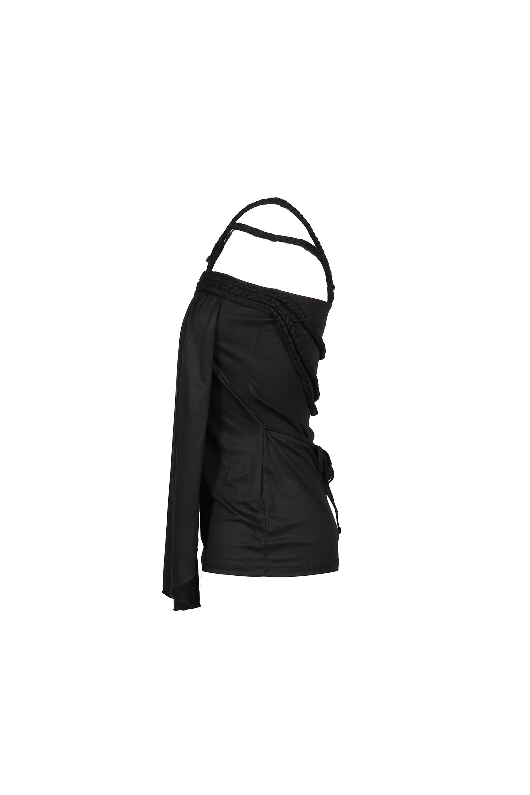 BRAIDED STRAPS CAMISOLE IN BLACK / BLACK