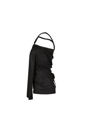 BRAIDED STRAPS CAMISOLE IN BLACK / BLACK