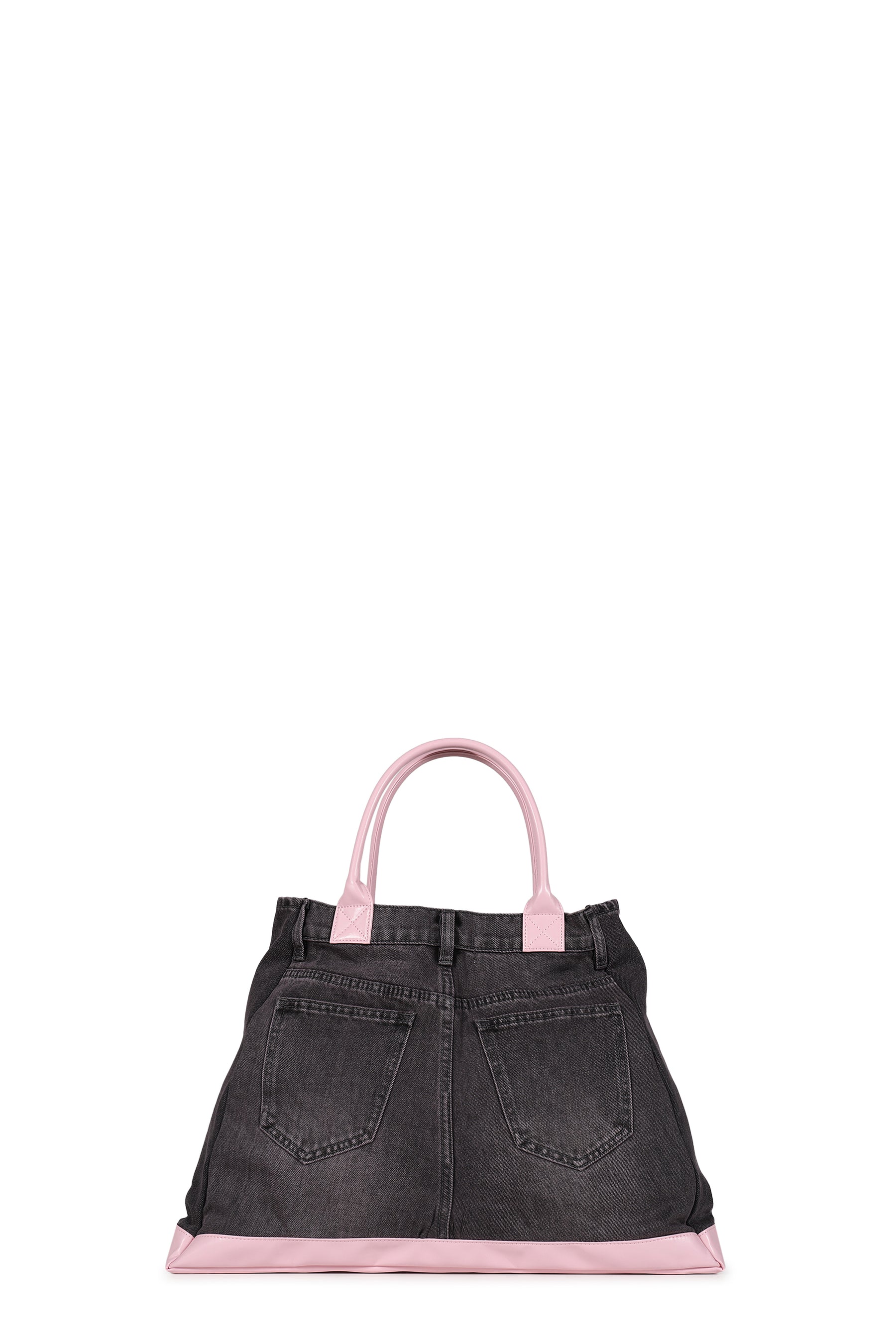 REMAKE DENIM TOTE BAG / BLK/PINK