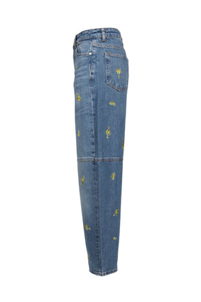 PRINTED FLOWER DENIM STARY JEANS / LIGHT BLU VINTAGE 565