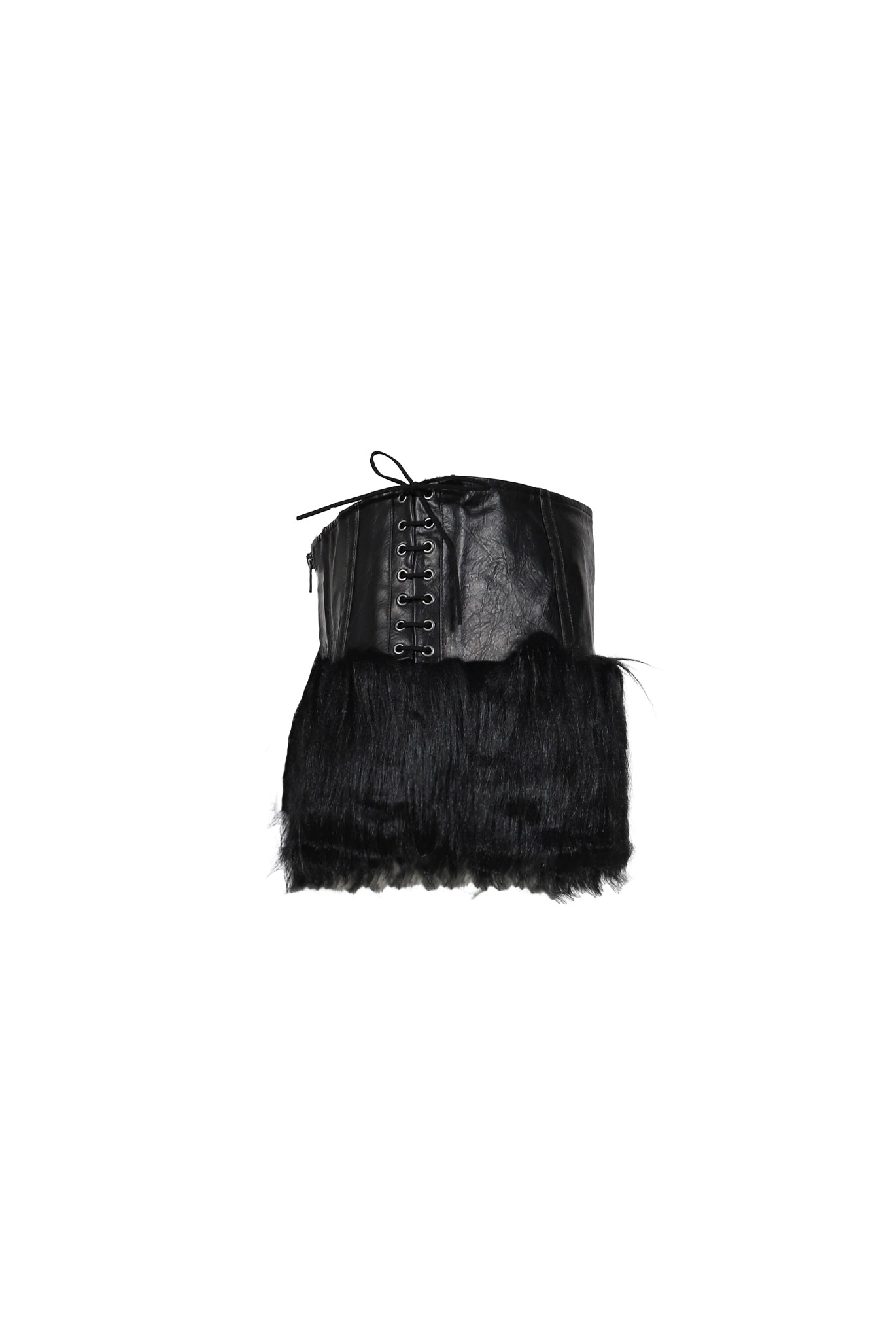 FAUX FUR CROPPED SKIRTS / BLK