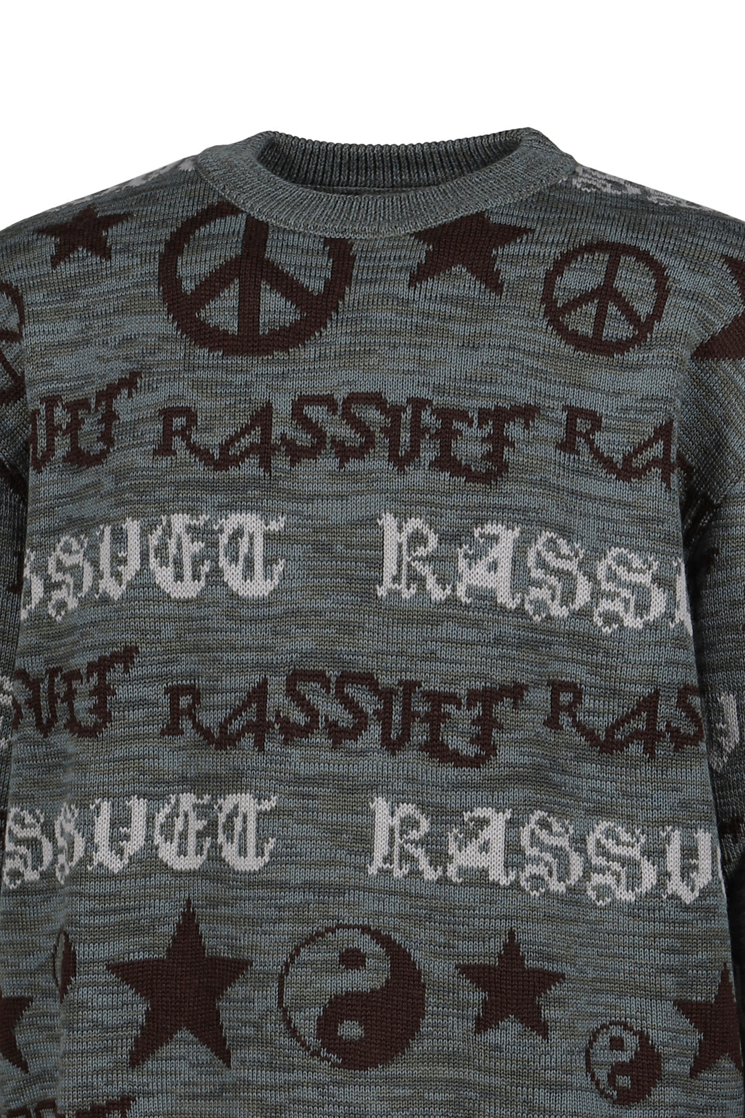 FAIRISLE KNIT SWEATER / GRY GRN