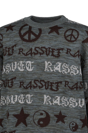 FAIRISLE KNIT SWEATER / GRY GRN