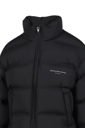 JACQUARD CHANNEL CROPPED PUFFER W/ REFLECTIVE LOGO / BLK