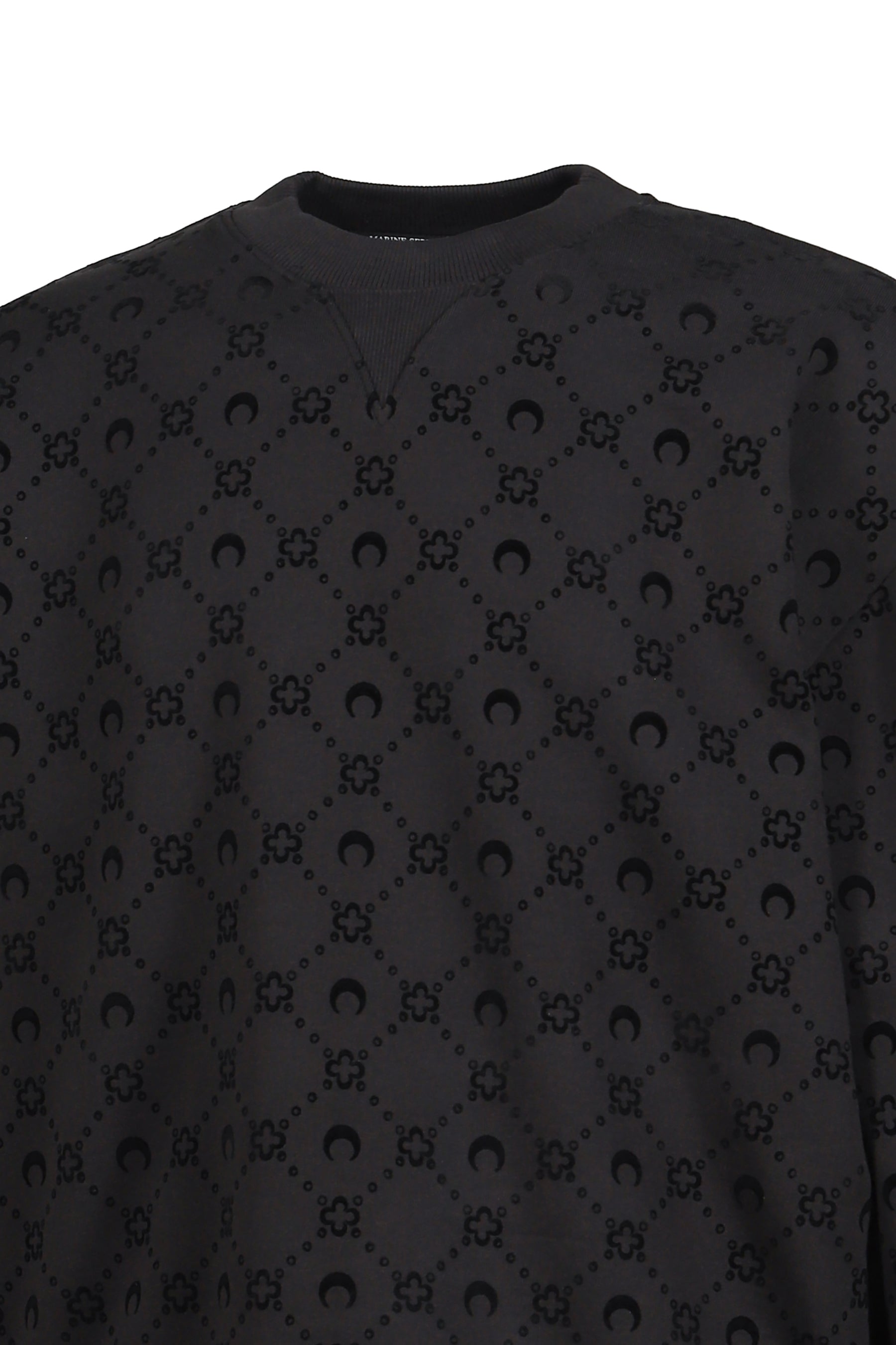 MOONOGRAM FLOCKED FLEECE RELAXED SWEATSHIR / BLK